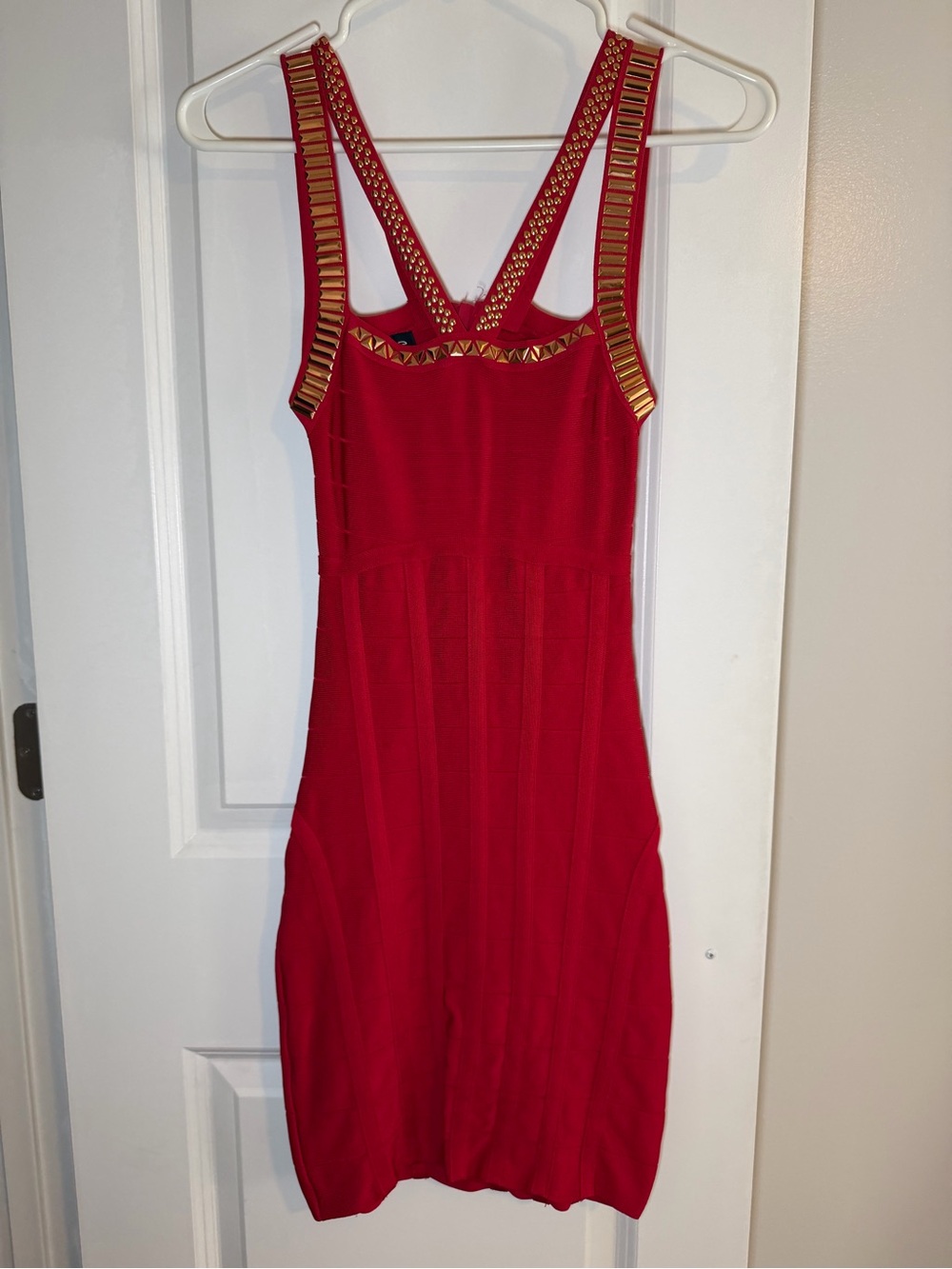 Bebe Cut Out Studded Bandage Dress